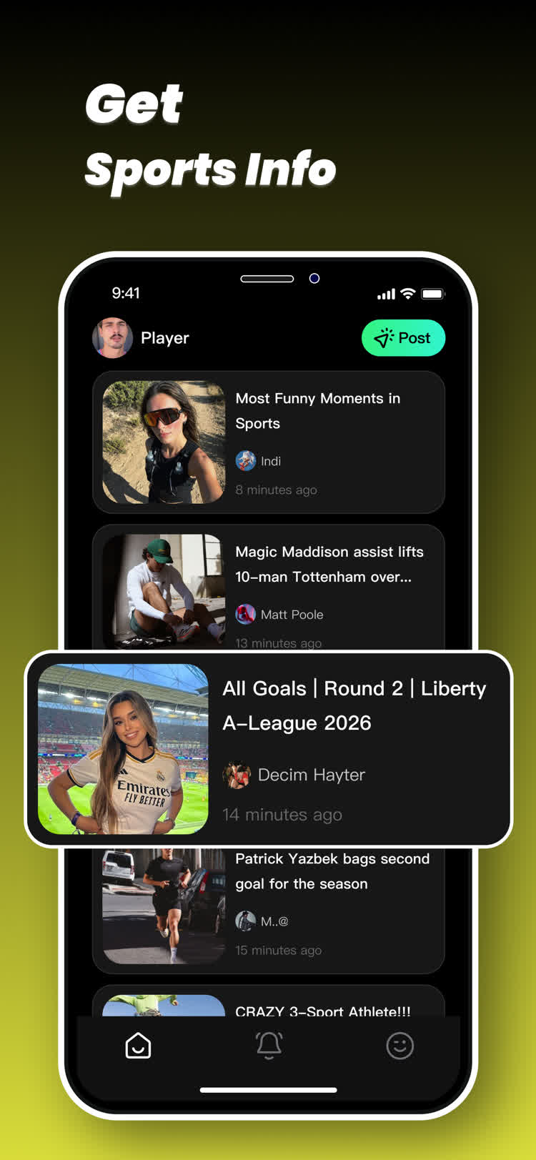 Mera app preview sports feed