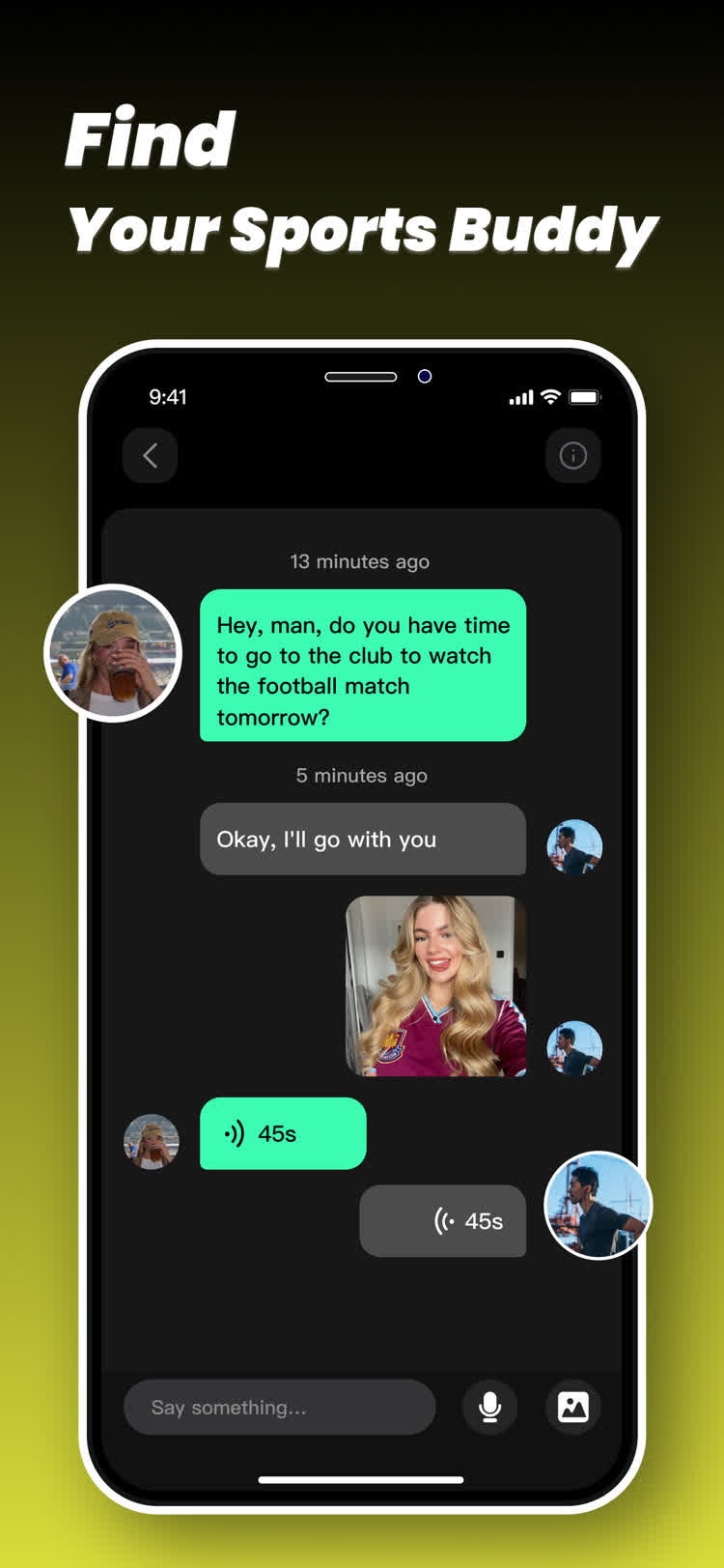 Mera app vertical screenshot showing messaging and news